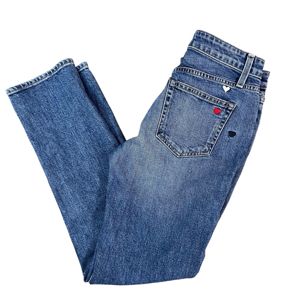 Sundry Jeans Size 24 Embroidered Hearts Seville Wash Button Fly Mid Rise Tapered
